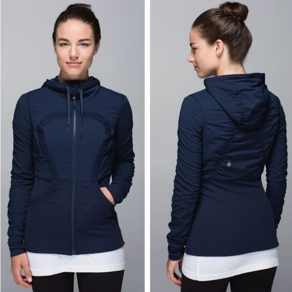 Lululemon Athletica Dance Studio Reversible Jacket Navy Light Utility Full Zip